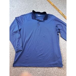 Mens WALTER HAGEN  XLARGE Long Sleeve BLUE Polo Shirt Striped Golf Hydro-dri